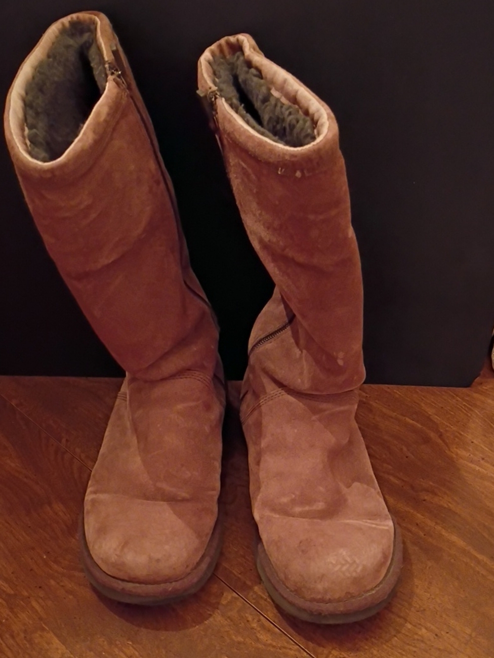 UGG Brown Tall Suede Winter Boots with Shearling Lining